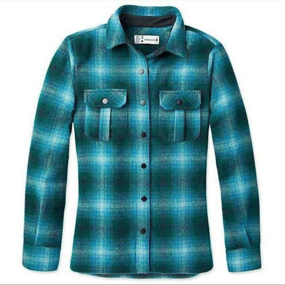 SmartWool Anchor Line Shirt Jacket B96-EVERGL (Teal Plaid)